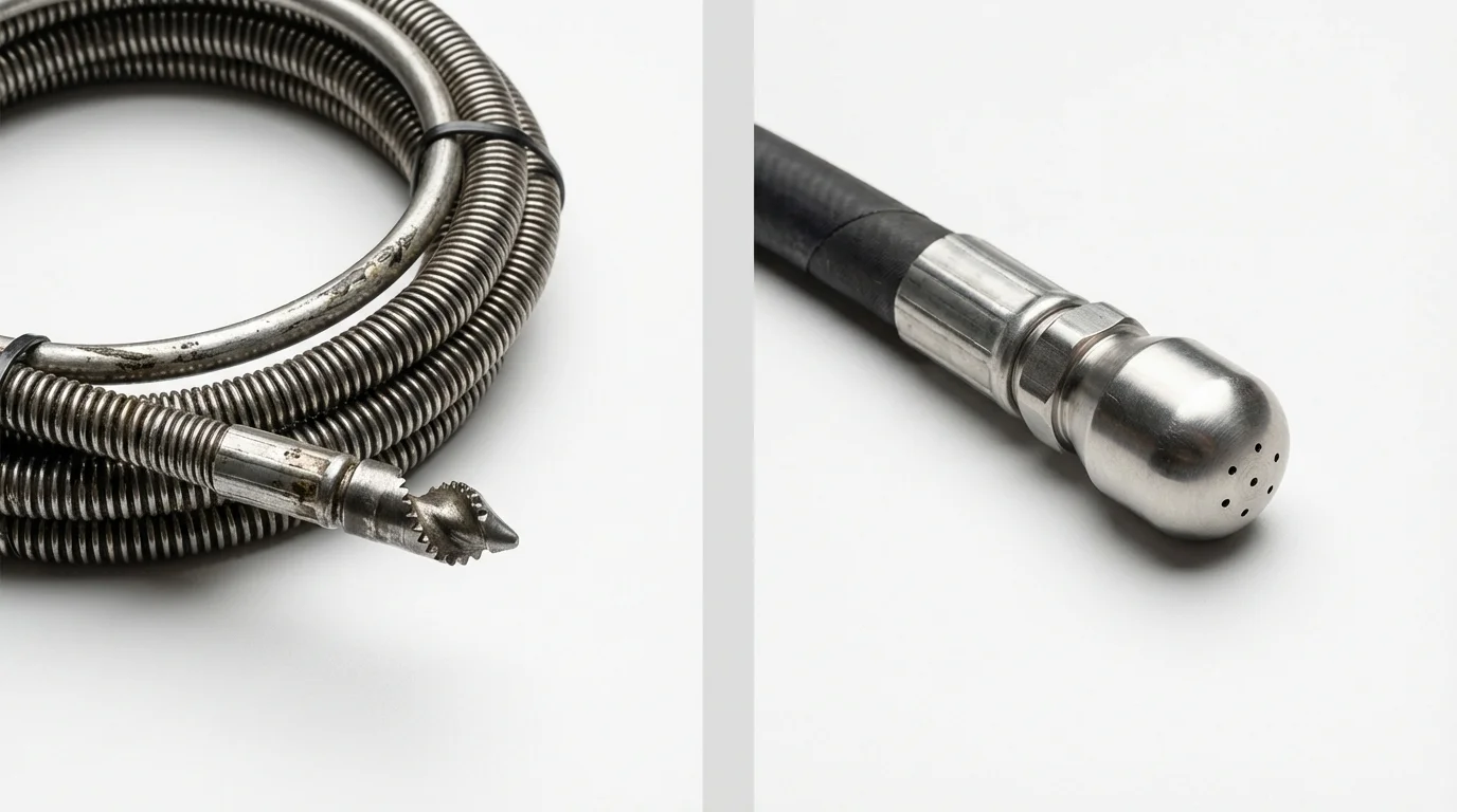 Drain snake cable and hydro jetting nozzle used for drain cleaning in Fairview, TN